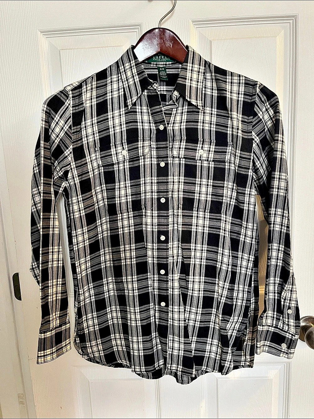 Lauren Ralph Lauren Plaid Button Down in Black & White